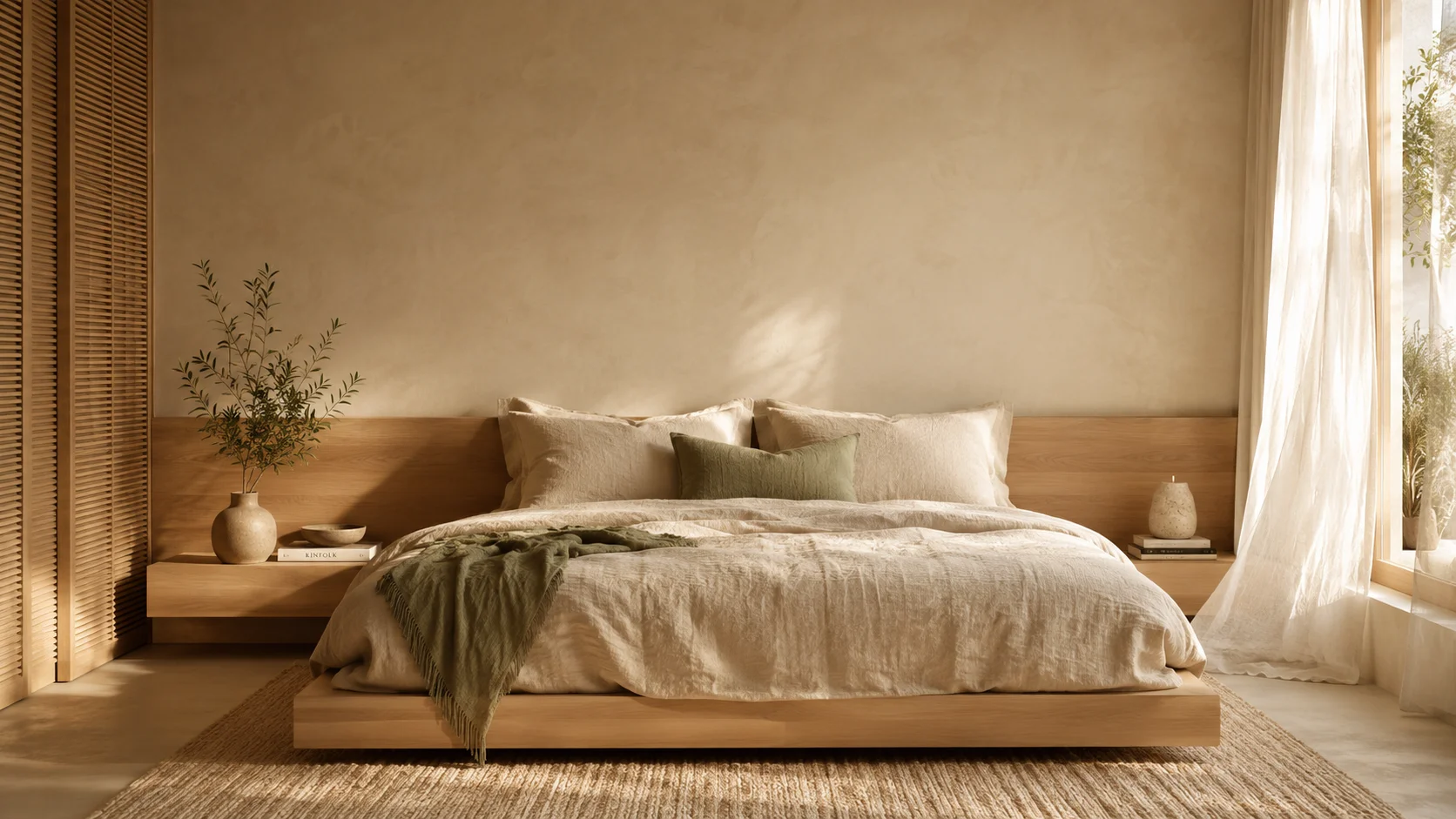Modern bedroom interior demonstrating the ideal Vastu bedroom sleeping direction with a wooden bed aligned to the South.