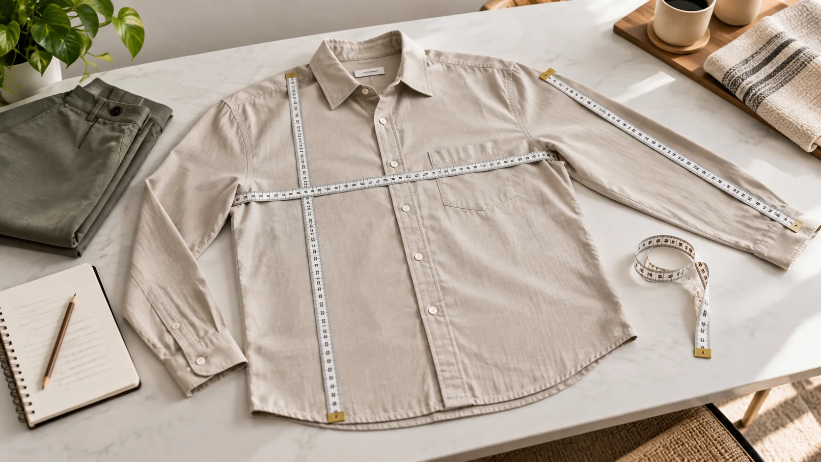 Garment measurements being checked on a shirt before buying clothes online